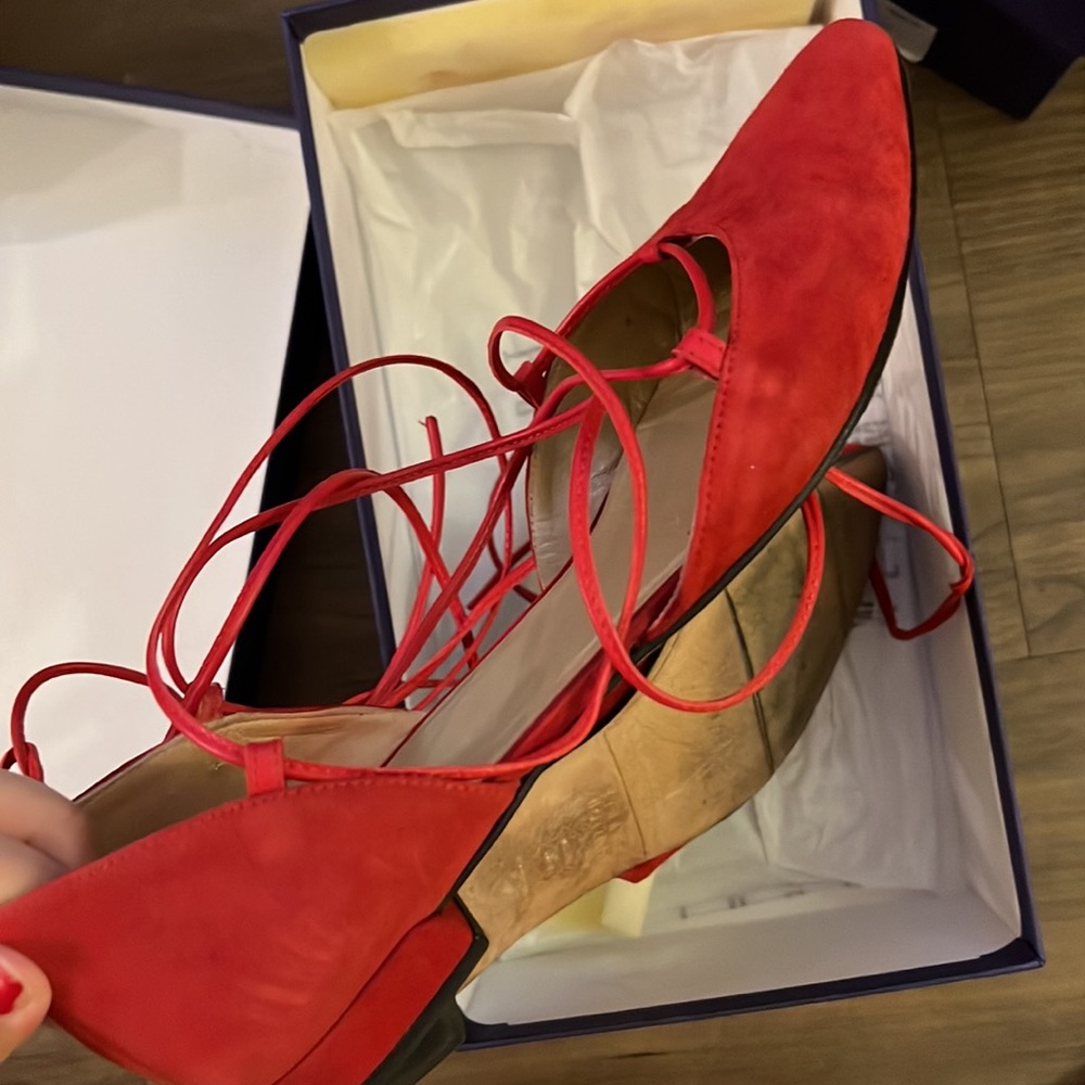 Stuart Weitzman Red Suede Flats - image 5
